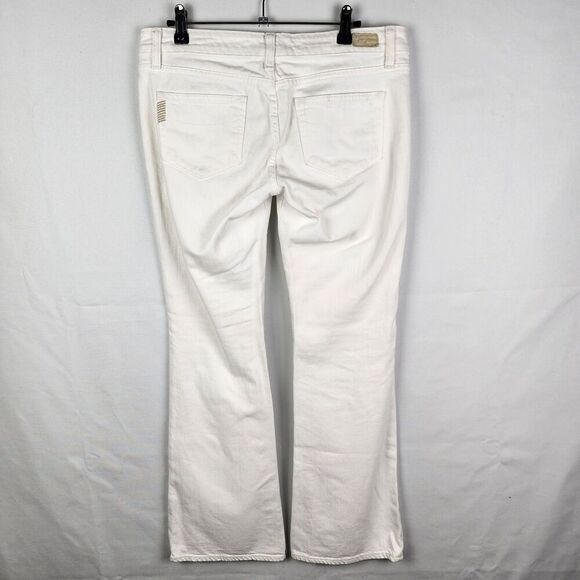 Paige Petite Laurel Canyon Low Waist Boot Cut Wide Leg White Jeans Size 28 Y2K - Picture 3 of 10